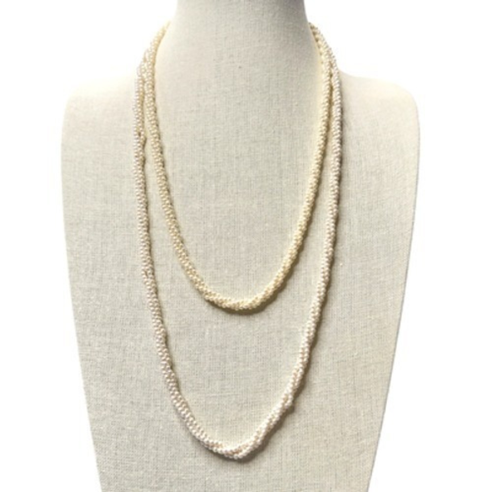 Vintage MARVELLA Triple Strand Twisted Faux Pearls Necklace Set of 2
